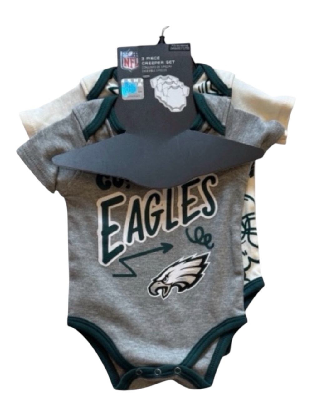 NFL Eagles infant Bodysuit Set - Gray and Cream